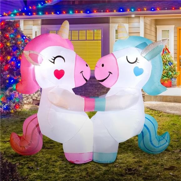 6FT Halloween Inflatables Unicorn Outdoor Decorations with Built-in LEDs - Picture 5 of 6